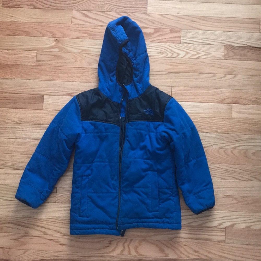Boys The North Face reversible winter coat blue